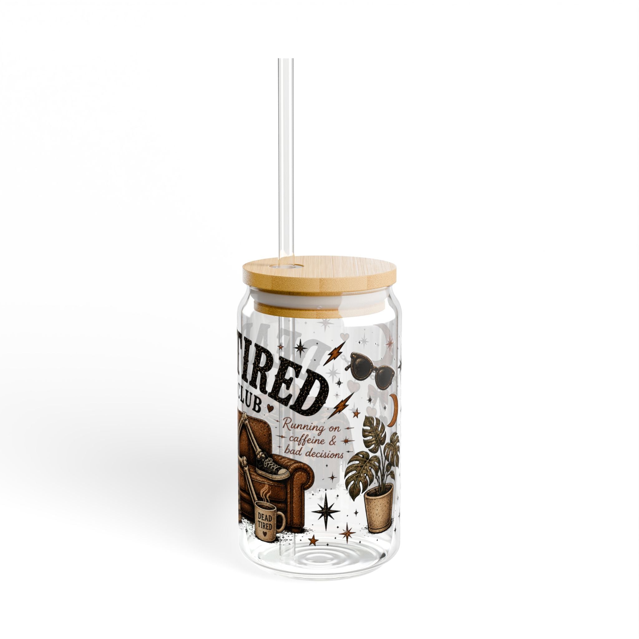 Dead Tired Social Club || 16oz Glass Cup